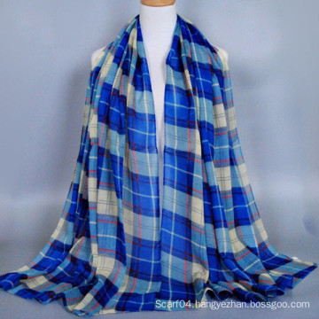 Goods on stock classic plaid cotton voile model hijab